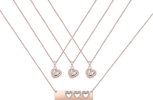 AKTAP Daughter Gifts Mother Daughter Necklace Cubic Zirconia Love Pendant Necklace Mother's Day Gift...