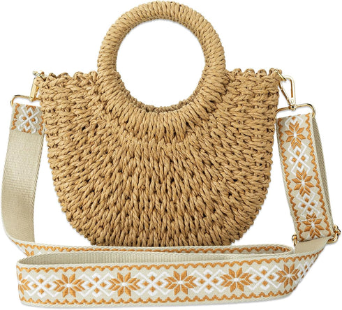 Gets Handwoven Rattan Bag for Women Cross Body Bohemian Straw Bag Vintage Weave Tote Summer Beach Carrying Shoulder Bag…...