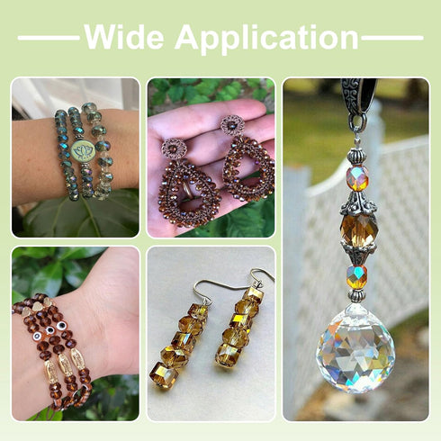 Beadthoven 520pcs 8mm Faceted Rondelle Glass Beads for Jewelry Making Tiny Crystal Beads Briolette Glass Beads Loose Spacers Strands for Jewelry M...