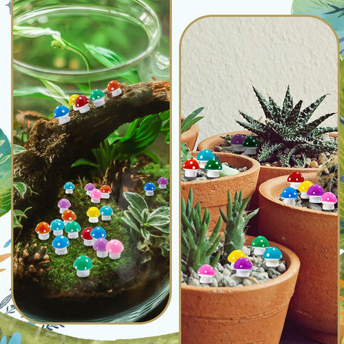 Exasinine 45 Pcs Mini Mushroom Figurines Tiny Mushrooms for Crafts Resin Mushroom Decor Fake Ceramic Mushrooms for Garden Miniature Moss Landscape...