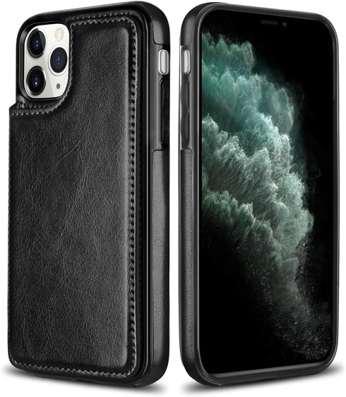 HianDier for iPhone 11 Pro Case with Card Holder Wallet Case for Women Men with Magnetic Closure Shockproof Cover for iPhone 11 Pro Phone Case-Bla...