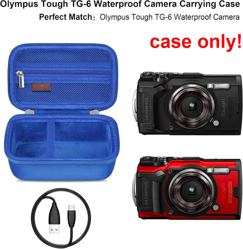 Carrying Case for OM SYSTEM Tough TG-7 Digital Camera/OM System Olympu TG-6 Underwater camera, Rugged Waterproof Shockproof WiFi 4K Video Digital ...