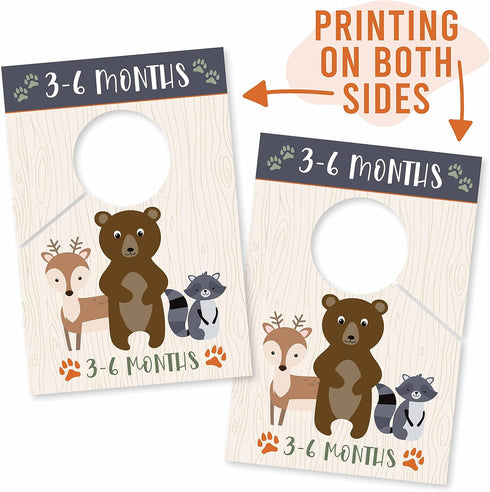 Hadley Designs 7 Woodland Baby Nursery Closet Organizer Dividers For Girls or Boys Clothing, Grey Age Size Hanger Organization For Kid, Toddler, I...