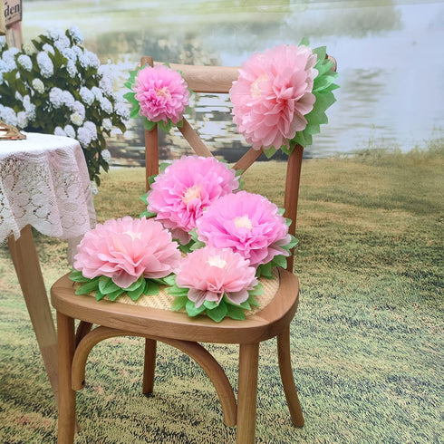 Pinks Flowers Decoration (11''-7'' Assorted) 6 pcs Artificial Tissue Paper Peony Nursery Wall Bridal Shower Centerpiece Baby Girl Birthday Tea Par...