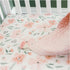 Crane Baby Soft Cotton Crib Mattress Sheet, Fitted Sheet for Cribs and Toddler Beds, Pink Floral, 28”w x 52”h x 9”d...