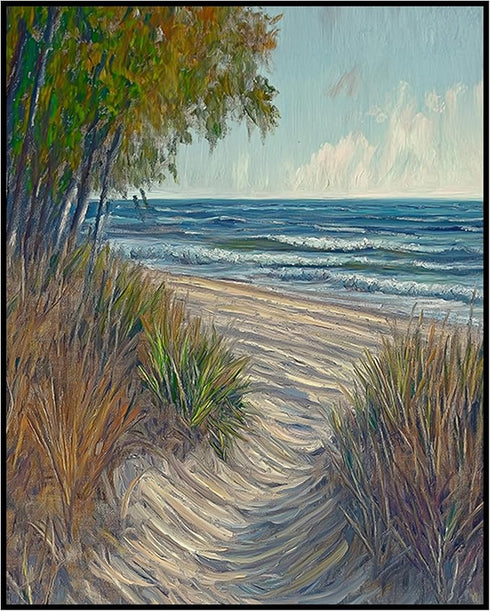 Posterizer 1 pcs-coastal landscape in classic oil painting style 2-Collectibles & Fine Art-Landscape & Nature Art-Gift for Men Women Teens- unfram...