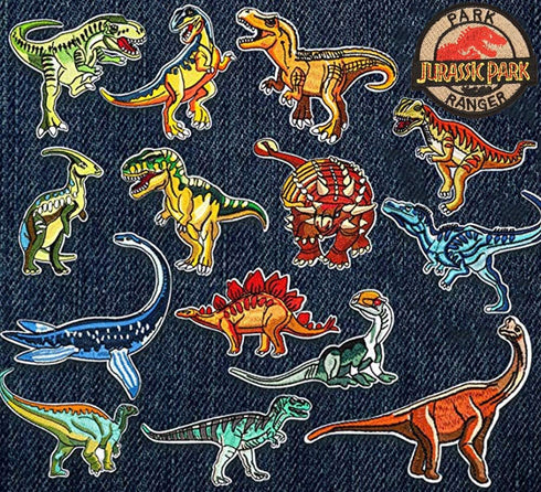 Dinosaur Iron on Patches Dinosaur Embroidered Applique Patches Badge Morale Decoration Sew on Patches for Jacket Jeans Backpacks Hat Clothing (14 ...