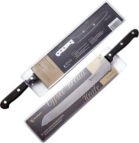 10 inch Offset Bread Knife Serrated Knife Wave Edge Blade...