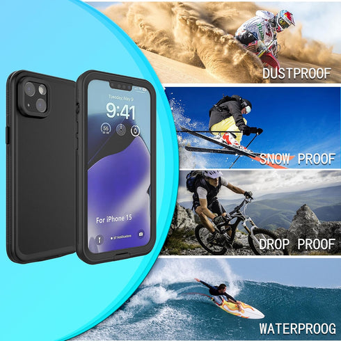 for iPhone 15 Waterproof Case,Retail Packaging,IP68 Full Sealed Snowproof Dustproof Shockproof Heavy Duty Protection Cover with Screen Protector f...