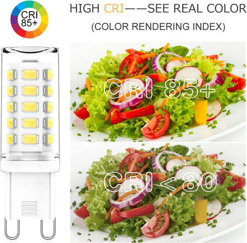 G9 LED Light Bulb 4W, 40 Watt G9 Halogen Equivalent, 6000K Daylight White, G9 Bi Pin Base Bulbs for Chandeliers, 360° Beam Angle, 120V, 370LM, CRI...