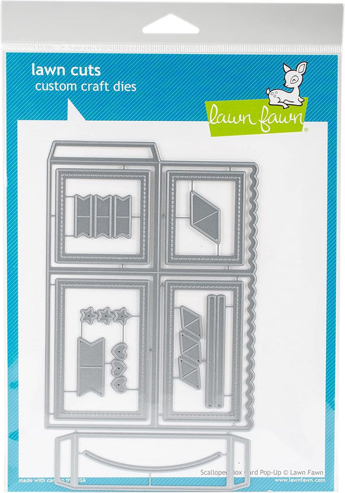 LAWN FAWN Scalloped Box Card Pop-Up Lawn Cuts Custom Craft Die...