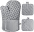 4 Pcs Oven Mitts and Pot Holders,High Heat Resistant 500 Degree Glove with Silicone Non-Slip Surface,Extra Thicken Long Kitchen Cotton Oven Glove ...