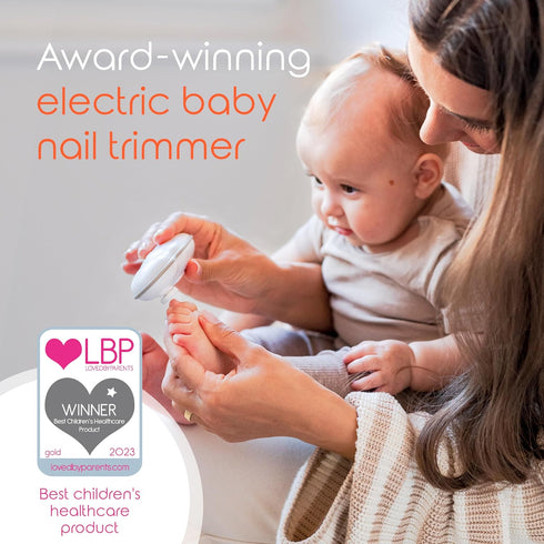 Cherish Baby Care Baby Nail Trimmer Electric - Automatic Safety Stop, BPA-Free & Safety-Tested Electric Nail File Baby, Includes 4 File Pads, 0-12...