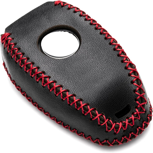 Vitodeco Genuine Leather Smart Key Fob Case Protector Compatible for Alfa Romeo Giulia, Stelvio, Tonale 2017 - 2025 (5-Button, Black/Red)...