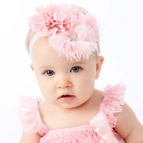 My Lello Baby Headband Shabby Fabric Flower Cluster Stretchy Elastic Navy...