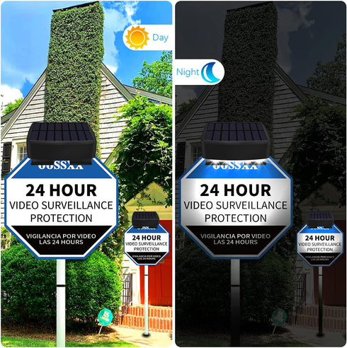 OOSSXX Solar Power Deck LED Light Clip-On Yard Security Sign Spotlight (Large Capacity Battery, Max14 Hours Working)...