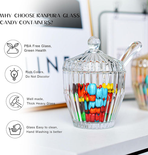 5oz Crystal Candy Jar with Lid Decorative Candy Dish Bowl Glass Candy Servers Wedding Candy Buffet Storage Containers for Home Office Lady Gift...