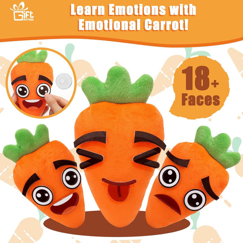 Social Emotional Learning Toys - Big Feelings Carrot Social Emotional Games for Kids - 26 Facial Expressions, 10 Educational Flashcard - Preschool...