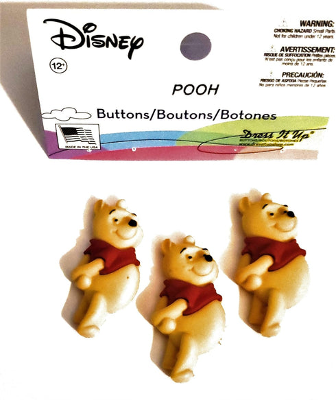 Disney Winnie The Pooh Buttons by Dress It Up Buttons & Embellishments - 3 Piece - Pooh...
