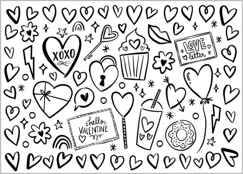 Iconikal Color-Your-Own 2-Sided Reversible Disposable Paper Place Mats, Valentine's, 14 x 10-inches, 22-Count...