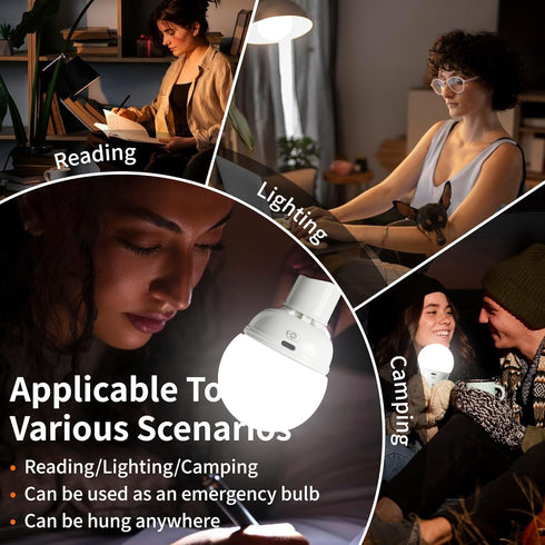 Rechargeable Light Bulbs, Battery Operated Light Bulb with Remote E26 LED Emergency Lightbulbs Warm White CCT with Timer Dimmable for Wall Wireles...