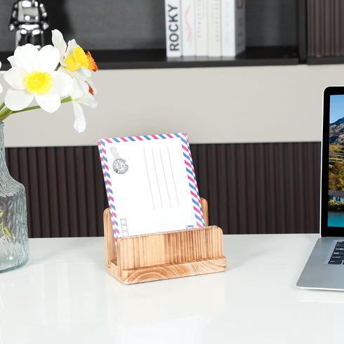 Wooden Desk Mail Organizer File Holder,1 Slot Desktop Mail Sorter, File Paper Holder Letter Envelope Filing Cell Phone Organizer Tray for Office &...
