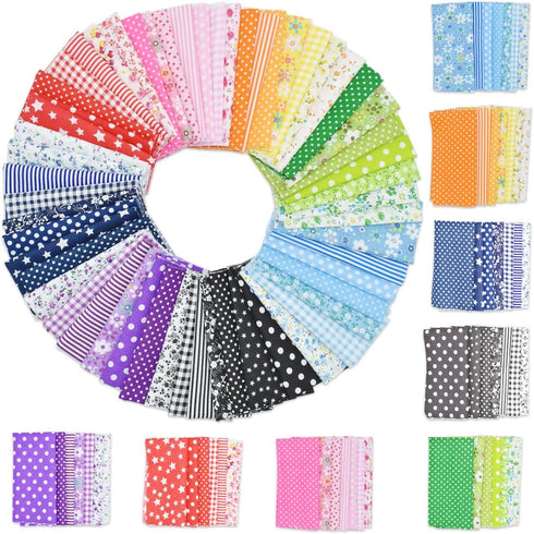 56Pcs 10"x10" Quilting Cotton Fabric Squares Sheets Pre-Cut Multi-Color No Repeat Design Printed Floral Craft Fabric for DIY Sewing Scrapbooking Q...