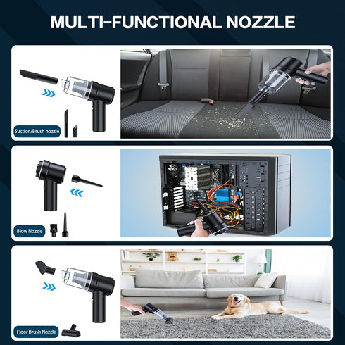 Handheld Car Vacuum Cleaner, Cordless Vacuum Cleaner, USB Rechargeable Mini Vacuum Cordless with LED Light, Portable Vacuum with Vacuum Cleaner an...