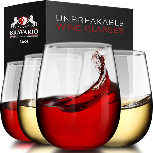 Unbreakable Stemless Plastic Wine Glasses | Reusable | Shatterproof 100% Tritan Plastic | Dishwasher-Safe | BPA-free | Awesome for Indoor & Outdoo...