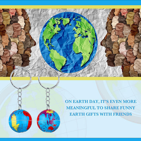 Junkin 80 Pcs Earth Day Globe Keychains Kids Earth Keyrings Planet Key Chains with Globe for Keys Birthday Party Favors Children (World Map)...