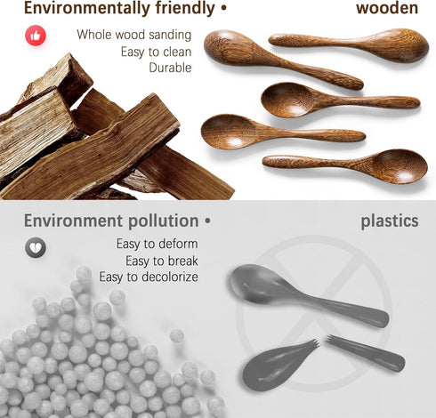 7 PCS Small Wooden Spoons, 5.8 Inch Honey Spoons for Tea, Padauk Wooden Honey Teaspoon for Coffee, Little Tiny Wood Spoons, Bamboo Table Spoon for...