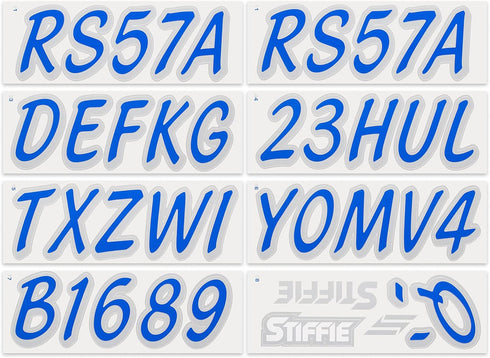 Whipline Solid Blue/Silver 3" Alpha-Numeric Registration Identification Numbers Stickers Decals for Boats & Personal Watercraft...