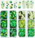 12 Grids St. Patrick’s Day Nail Glitters Sequins, Green Clover Nail Art Confetti 3D Holographic Shiny Nail Flakes Acrylic Irish Nail Art Supplies ...