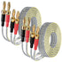 2 Pack 16/2 Speaker Flat Wire Cable with Banana Tip Plugs 10 FT, UL CL3 Rated, 16 Gauge AWG Wire, Tinned OFC Copper, Transparent Jacket with Yello...