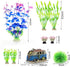 ALEGI Fish Tank Decorations Plants with Resin Cave Rock View, Aquarium Decor Accessories Plastic Plants, Fish Cave and Hideout Ornaments (Purple S...