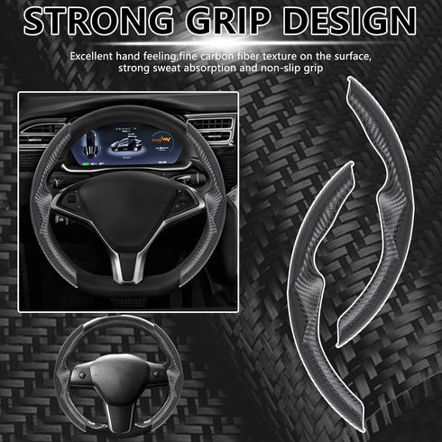 Steering Wheel Cover for Tesla Model 3 Model Y Wrap Protector,Carbon Fiber Finishes Design, Interior Modification Auto Tesla Model Y / 3 Accessori...