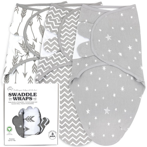 Preemie Swaddles 4-7 lbs - 3-Pack Premature Babies Swaddle Sleep Sack - Organic Cotton - Premature Infant Sleeping Sack - Easy Adjustable Baby Swa...