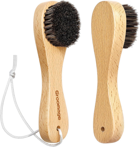 Shoe Brush, Shoe Cleaning Brush, Premium Horsehair Brush, Leather Cleaning Brush, Shoe Polish Brush, Perfect for Cleaning Leather, Boots, Suede, S...