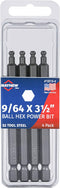 Mayhew Tools 19518-4 USA SAE Ball Hex Power Bit, 9/64 x 3.5", 4-Pack...