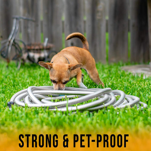 Tardigrade Steel Hose 5FT Metal Garden Hose Short - 304 Stainless Steel Water Hose 5 FT Dog Chew Crush Proof, Flexible, Heavy Duty Brass No Kink, ...
