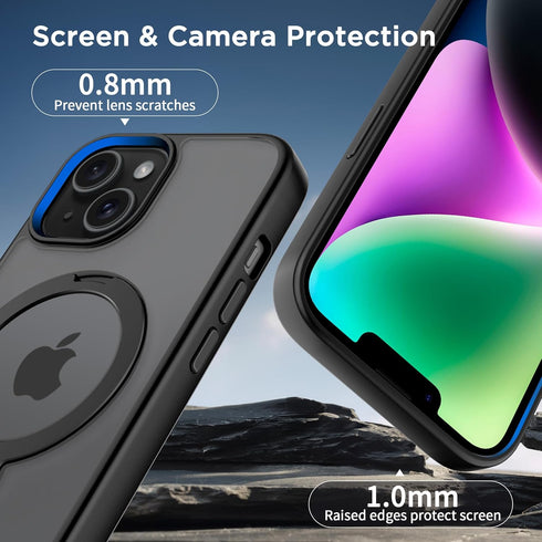 CACOE Magnetic Case for iPhone 13/14 6.1 inch with 360° Rotatable Ring Phone Stand,Compatible with MagSafe & Magnetic Car Phone Mount,iPhone 13/14...