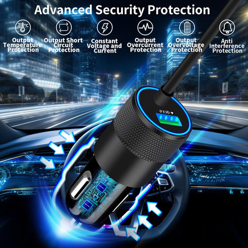 ?MFi Certified?iPhone 15 Fast Car Charger, Braveridge 75W Dual USB-C PD&QC Car Power Cigarette Lighter USB Car Charger Adapter with 6FT Type-C Cab...