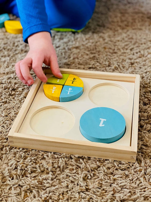 BeginAgain Fraction Puzzle - Chunky Learning Puzzle - 10 Piece Puzzle, Kids 2 and Up, 7.5" x 7.5" x 1"...