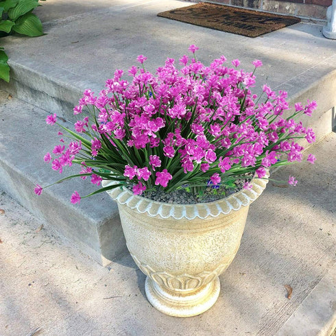 8 Bundles Artificial Flowers, Fake Artificial Greenery UV Resistant No Fade Faux Plastic Plants for Wedding Bridle Bouquet Indoor Outdoor Home Gar...