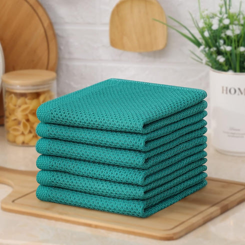 Kitinjoy 100% Cotton Kitchen Dish Cloths, 6 Pack Waffle Weave Ultra Soft Absorbent Dish Towels for Drying Dishes Quick Drying Kitchen Towels Dish ...