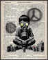 Posterizer 1 pcs-Gas Mask Graffiti Street Contemporary Dictionary Print-Urban Art-Retro Art-Gift for Street Art, Mural Fans-Living Room Bedroom De...