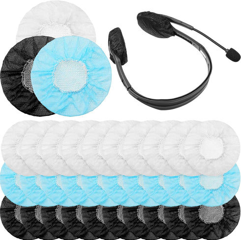 300 Pieces Disposable Headphone Covers Non Woven Sanitary Headphone Ear Covers Black Fabric Headset Covers Ear Pad Covers for Headphones (White, B...