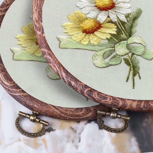 joybest 4 Pieces 6 Inch Round Embroidery Hoops Display Frame Circle, Cross Stitch Hoop Ring Imitated Wood Embroidery Kits for Art Craft Sewing and...