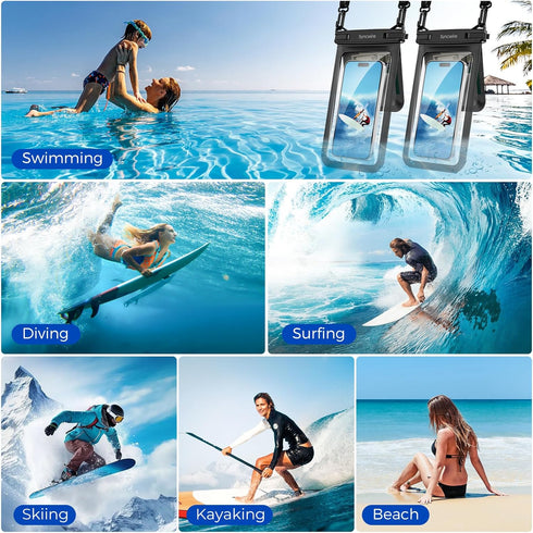 SYNCWIRE Waterproof Phone Case, 2-Pack IPX8 Double Space Waterproof Phone Pouch for iPhone 15 14 13 12 Pro Max XR X SE 2022 8 Samsung S24 S23 S22 ...