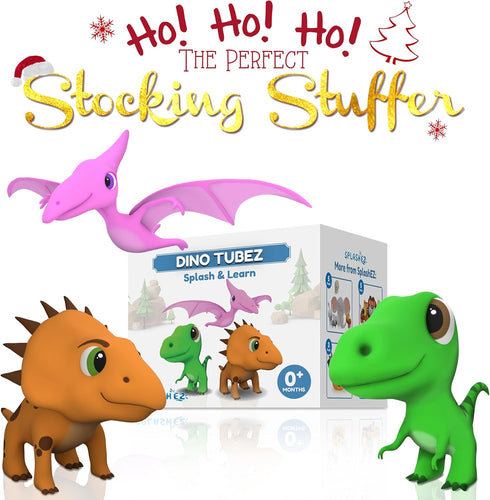 Dinosaur Bath Toys No Holes, Mold Free Baby Bath Toys for Toddlers 1-3, Dino Bath Toys for Tub,Beach,Pool, BPA-Free, Dishwasher-Safe, Infant Batht...
